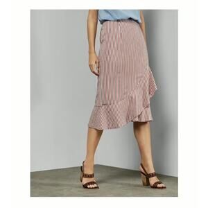 Ted Baker London Coryn Pink White Pinstripe Fit and Flare Skirt size 3 / Medium